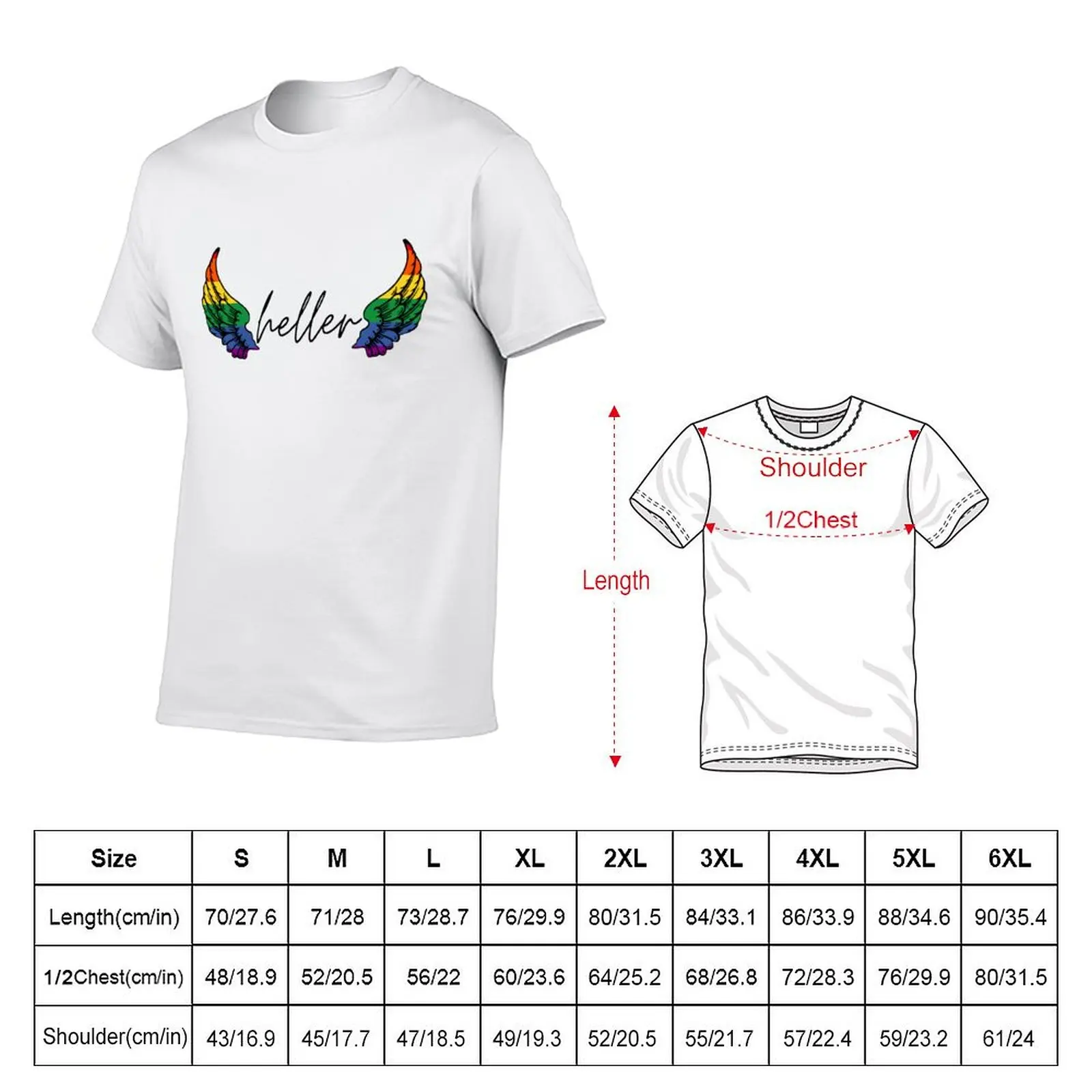 heller rainbow wings destiel T-Shirt funny t shirts dark humor man t shirts for men casual T-Shirt