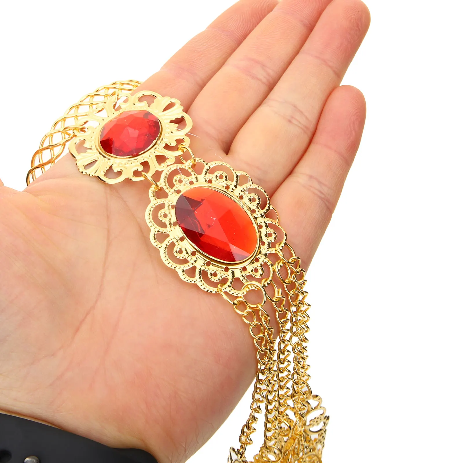 

1 Pair Belly Dance Bracelet With Finger Nails Hand Jewelry For Women Costume Accessory Hollow Alloy Acrylic