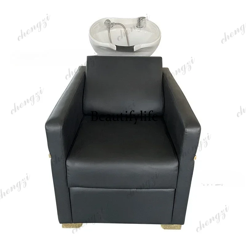 F182 Barber shop semi-reclining shampoo bed massage sitting flush bed