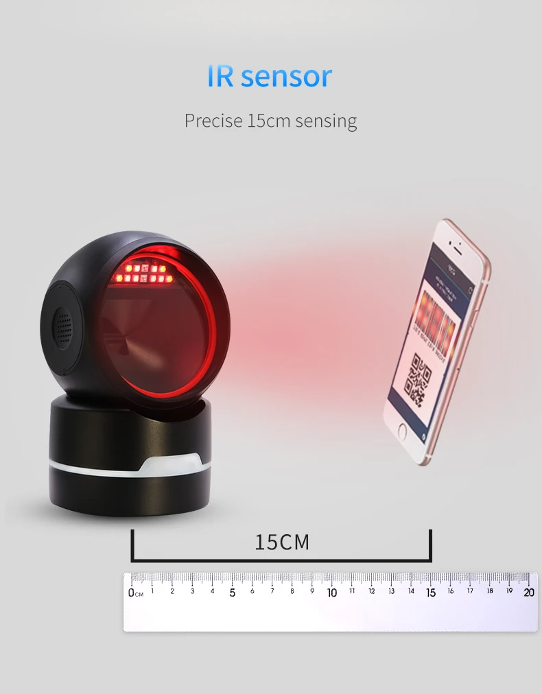 Imagem -05 - Custo-eefective Highgrade Luz Anel Desktop Omni-direcional Hands 1d 2d qr Scanner de Código de Barras Usb Rs232 para o Supermercado Mp6800