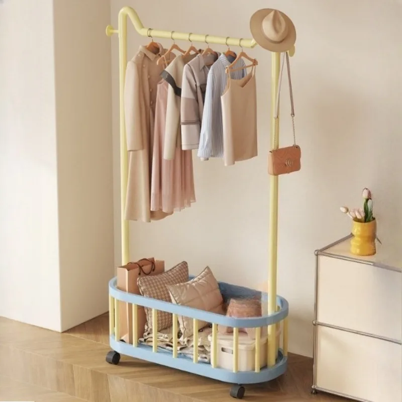 

colorful creative Clothes rack wheeled removable household Standing coat rack modern simple attaccapanni da terra home furniture