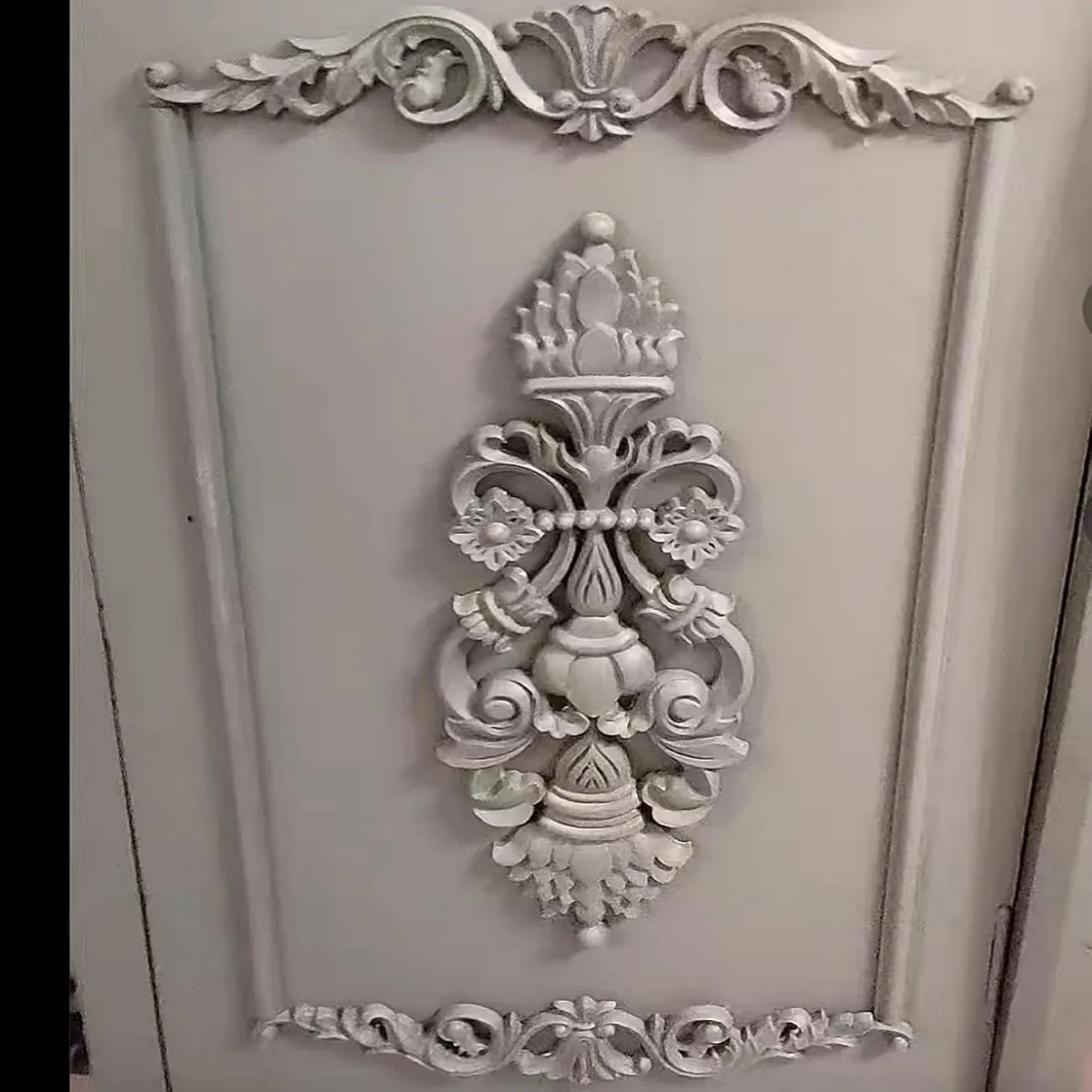 5pcs Unpainted Wood Appliques Onlays Bed Door Cabinet Wardrobe Furniture Wood Carved Decoration Color Wood Appliques Onlays Deco
