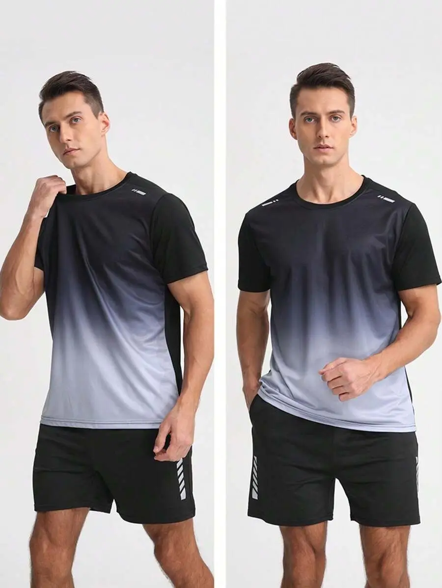 

2pcs Set Fashion Leisure Comfortable Set Men Including T-shirts Shorts Suitable Sports Fitness Activities Summer Sports Suit