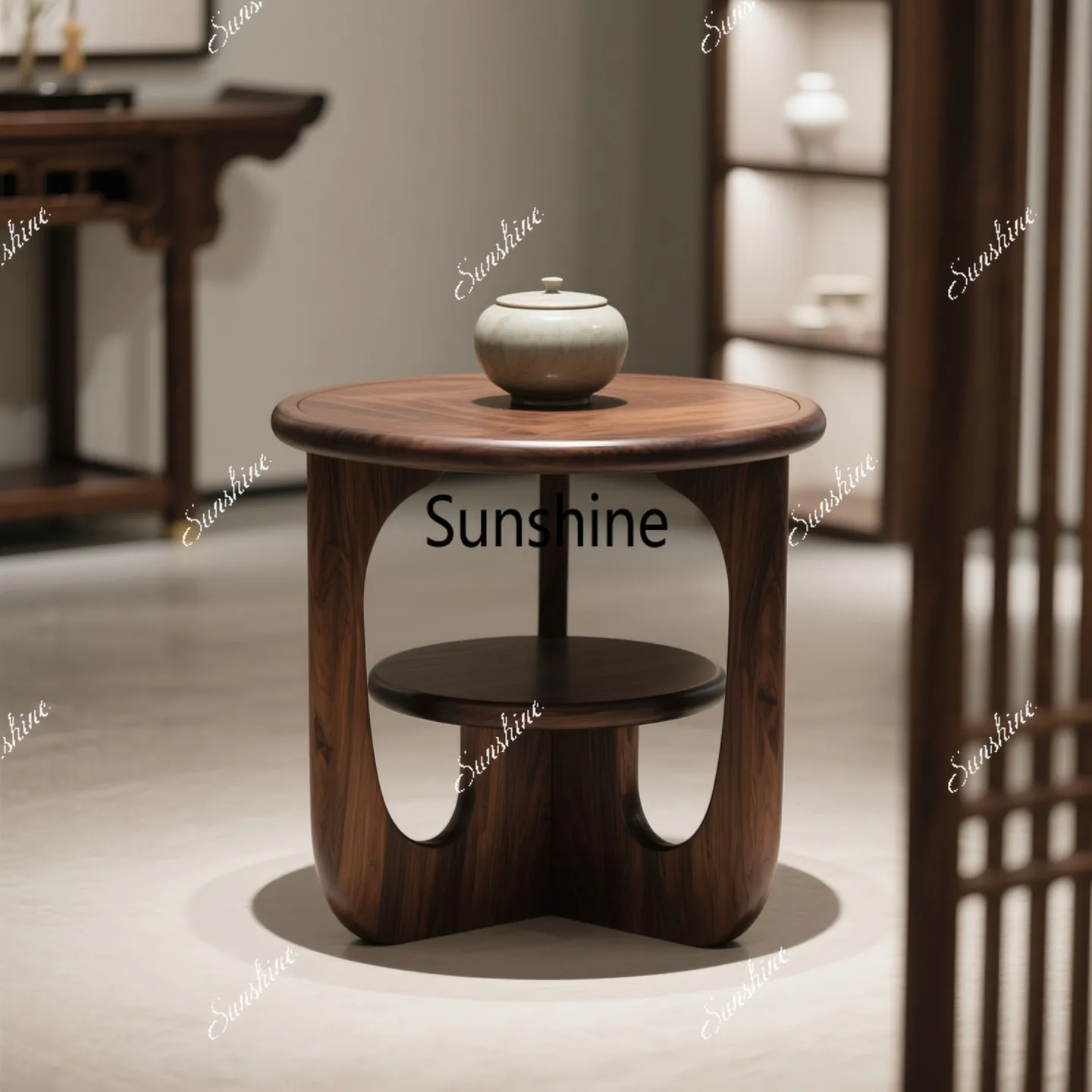 

North American black walnut small square table living room home corner table