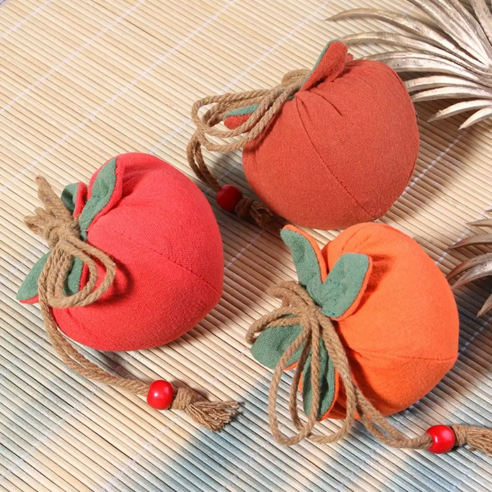 

Coin Purse Persimmon Blessing Bag Hanfu Decoration Small Item Bag Chinese Style Sachet Cotton Linen Lucky Pouch Jewelry Bags