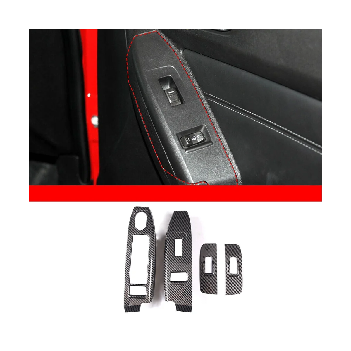 For Hummer H3 2005-2007 Stainless Steel Carbon Car Door Window Glass Lift Switch Frame Cover Trim Sticker Accessories