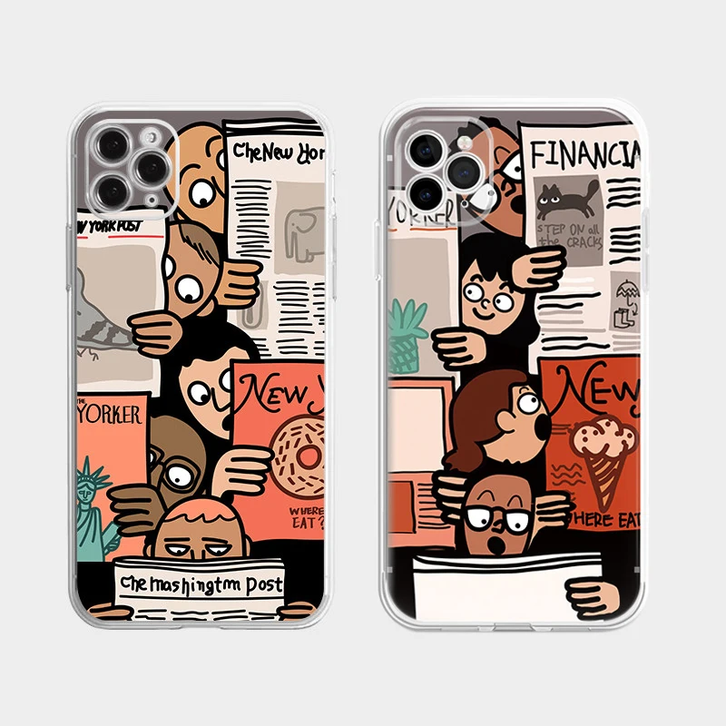 Funny Picture View Newspaper New York Times iPhone 11 12 13 Pro Max X XS XR 7 8 Plus Clear Shockproof Lens Soft Case