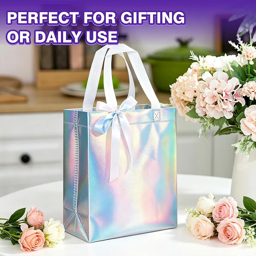 10/20 Stück Bunte Laser-Geschenktüten aus Vliesstoff für Hochzeiten, Geburtstage, Gastgeschenke, Weihnachten, Süßigkeiten, Kekse und Geschenkverpackungen – Detail 14