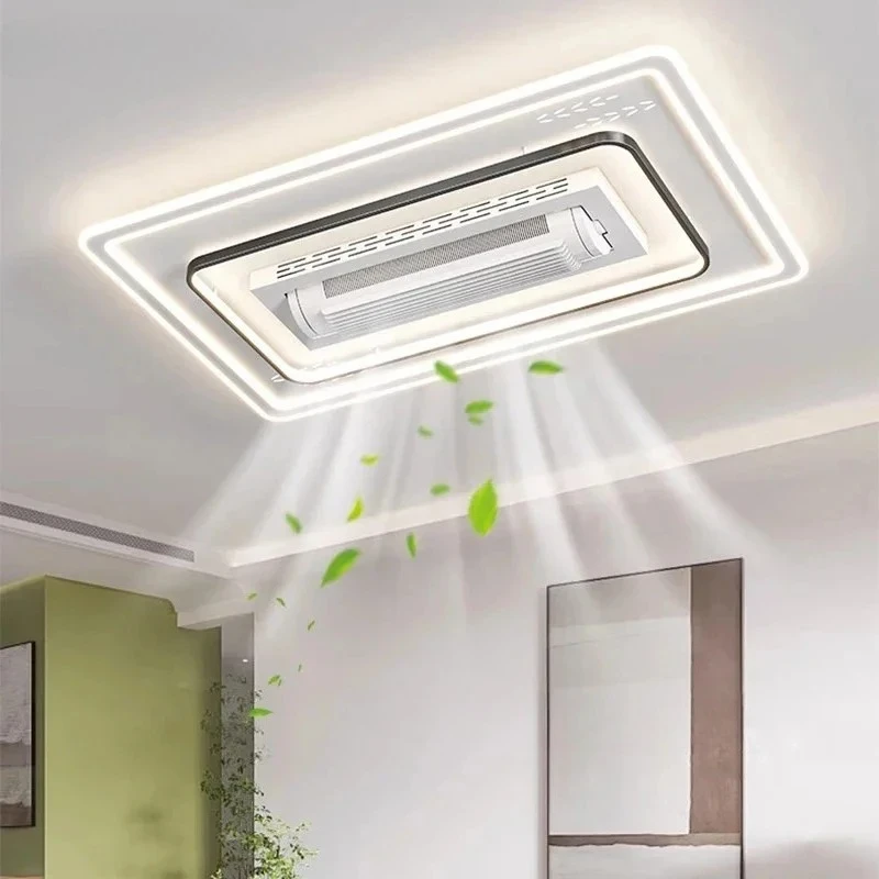 LED Ceiling Fan Light Invisible Bladeless Remote Control Smart Chandeliers Ceiling Fan Lamp Home Decor Living Room Bedroom Hotel