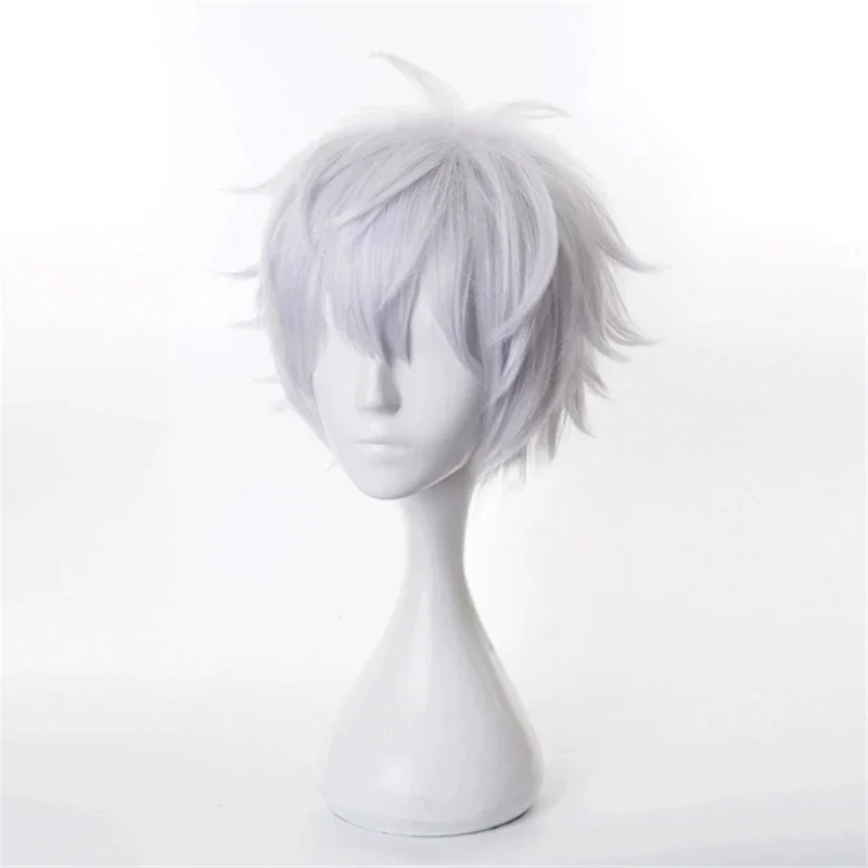 Jujutsu Kaisen Gojo Satoru Parrucca Cosplay Argento Breve Soffici A Strati Parrucche Sintetiche Resistenti Al Calore Benda sull'occhio Occhiali Anime