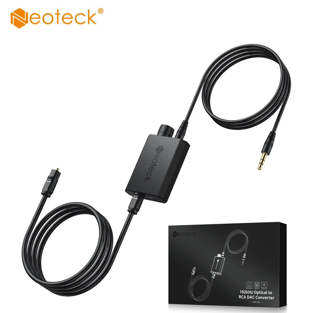 Neoteck 192kHz DAC Converter SPDIF To 3.5mm AUX Digital To Analog Audio Converter Optical Toslink To 3.5mm Audio Adapter