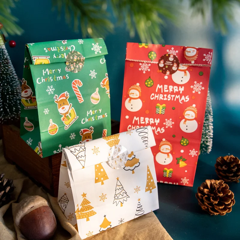 24 Sets Weihnachts-Geschenktüten aus Papier mit Aufklebern, Weihnachtsmann, Weihnachtsparty-Geschenktüten, Adventskalender, Leckerli-Tasche, Neujahrsparty-Zubehör – Detail 5