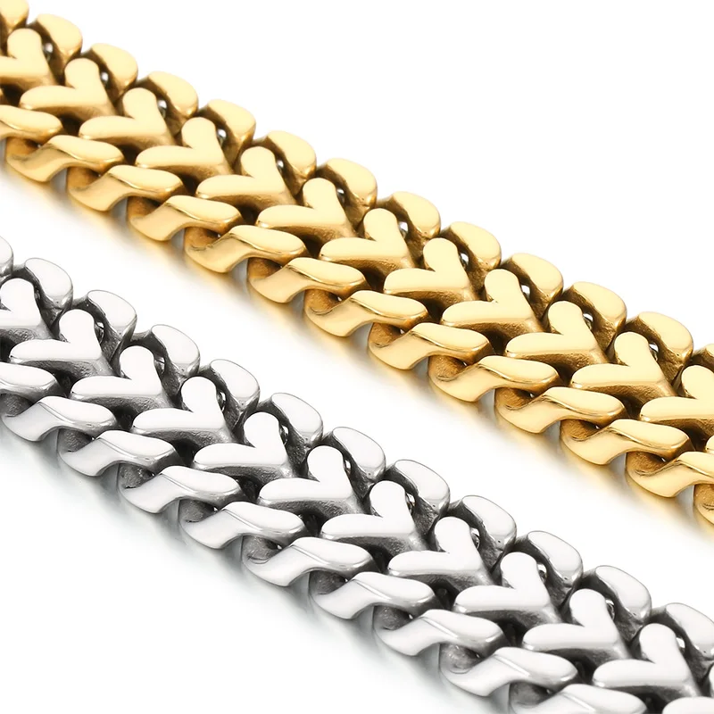 Heavy Wheat Chain Men\'s Bracelet and Necklace Polished Rotre Bracelet\'s Stainless Steel Biker Party Jewelry Sets Male Gift