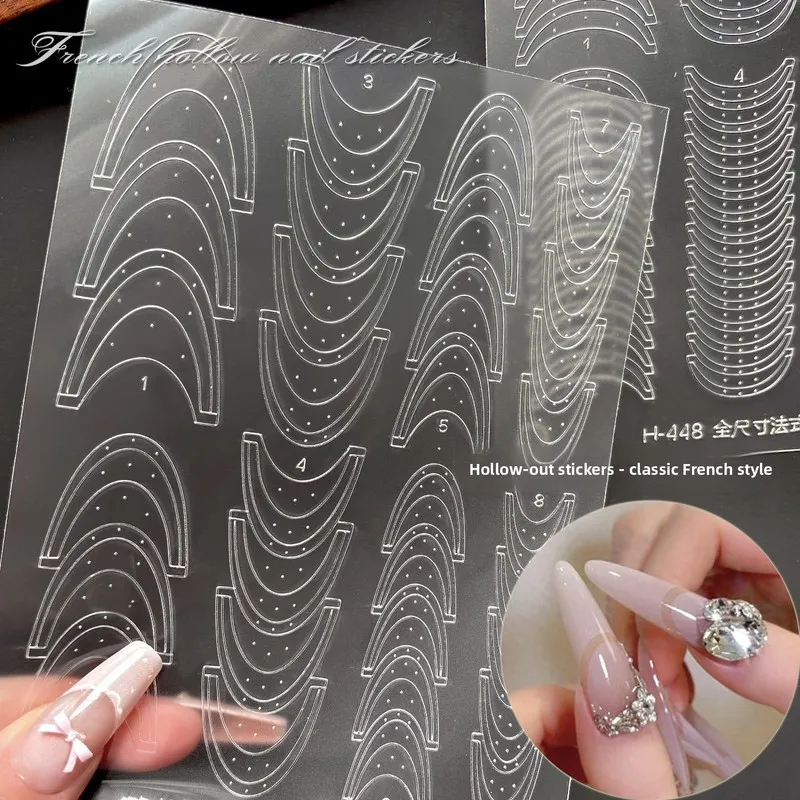 LYLE Full Transparent Hollow French Nail Stickers New Upgrade Ultra Thin Spray Painting Template Manicure Auxiliary Tools Decals