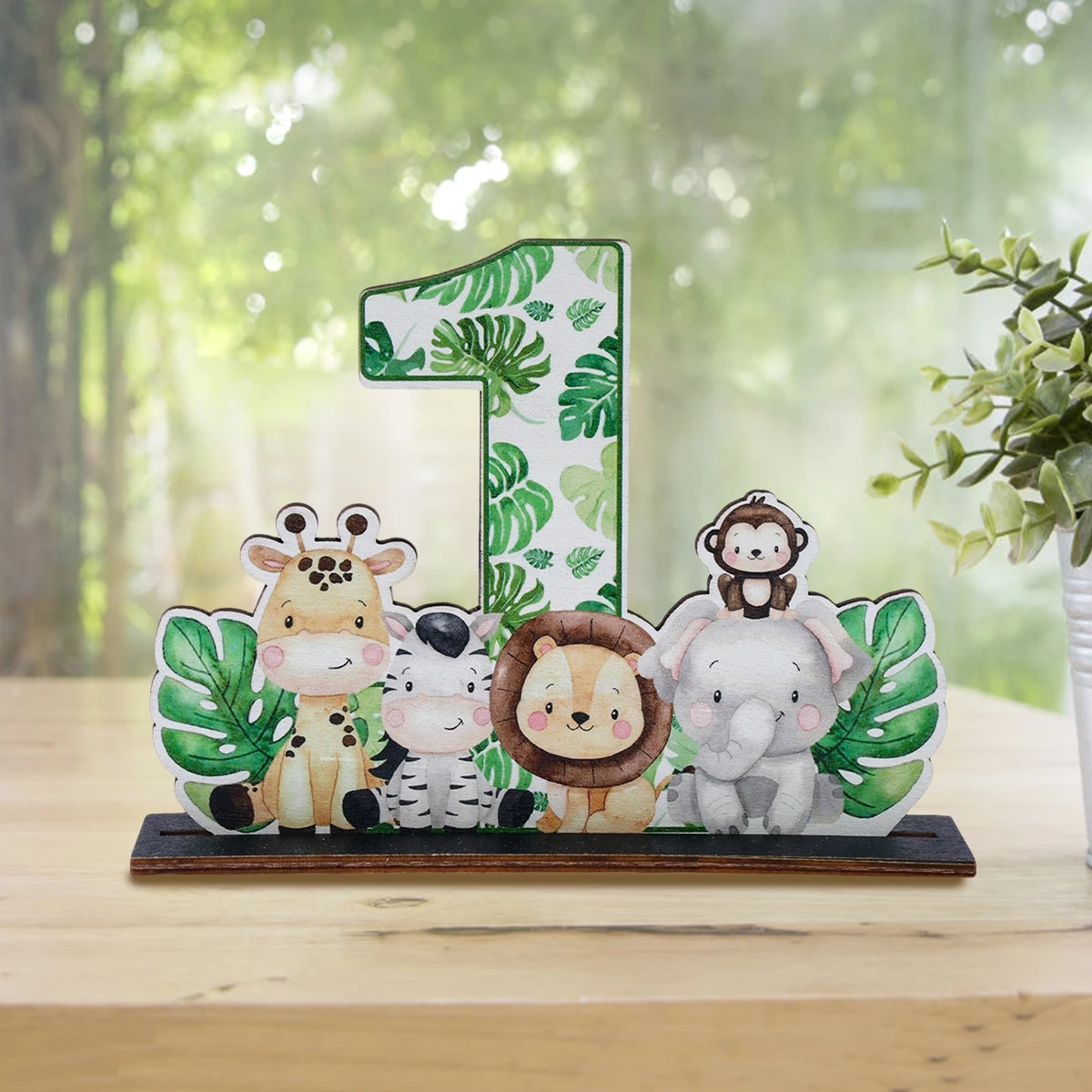 Jungle Animals Wooden Number Sign 1 2 3 Year Old Birthday Deocr Jungle Safari Party 1st 2nd Wild One Birthday Party Decor Kids