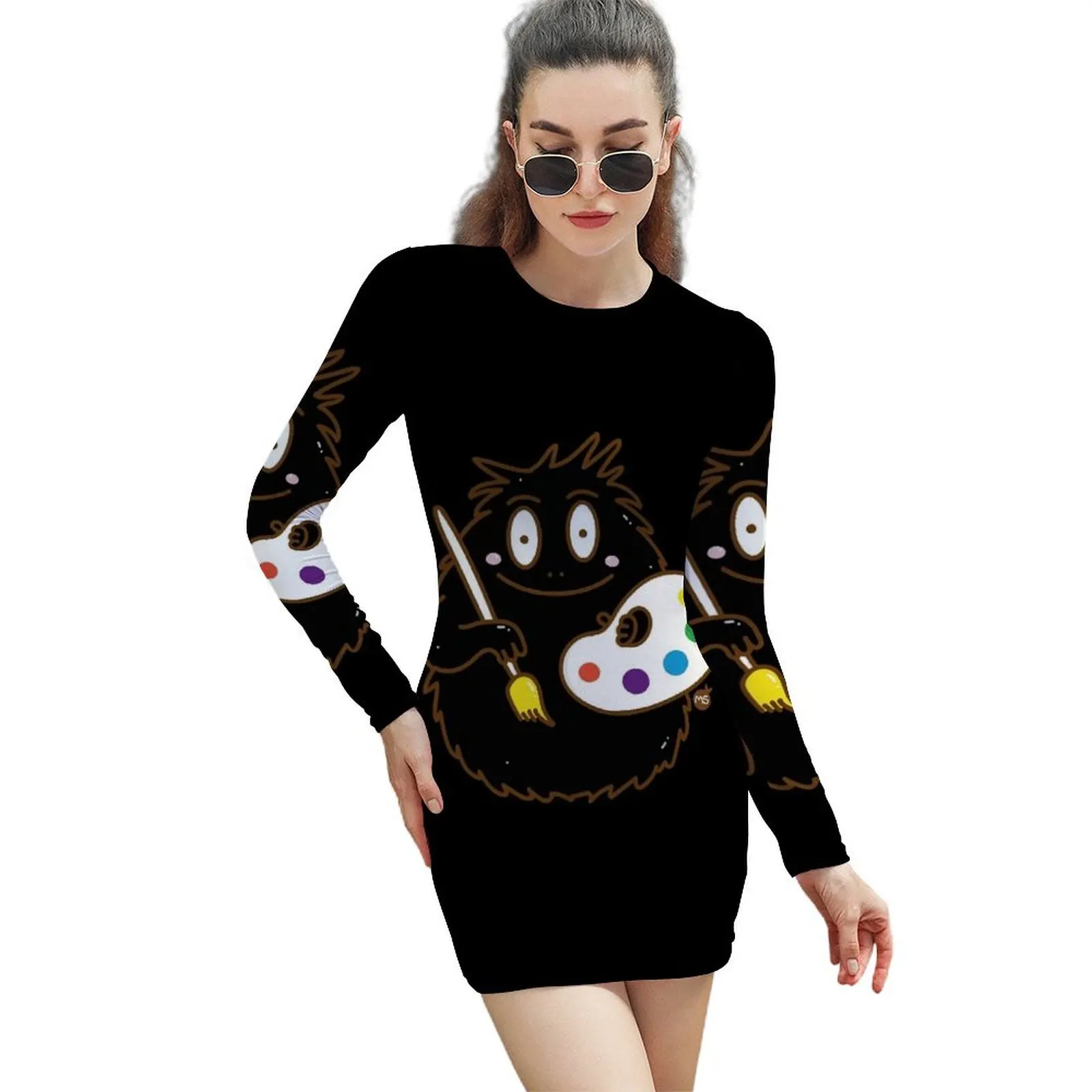 

barbapapa-BarbabelloMS Long-Sleeved Sheath Dress loose women's dress Dress for girls Female clothing