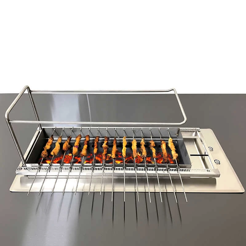 String Lifting Automatic Rotating Charcoal Bbq Grill Stainless Steel Electric Rotating Restaurant Barbecue Skewer Grill
