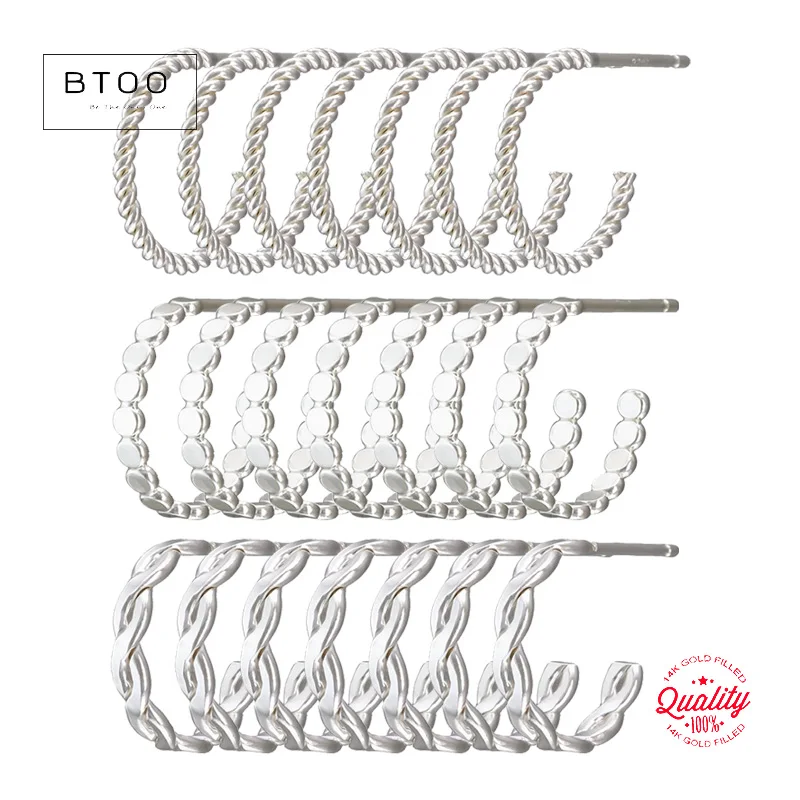 

925 Sterling Silver 12.0mm Beaded/Woven/Twisted 3/4 Hoop Post Earring Loop Ear Components Wholesale Jewelry Findings