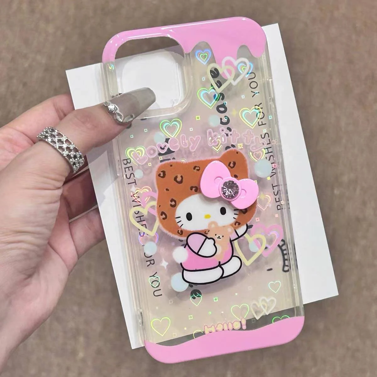 Sanrio Hello Kitty Cute Pink Bow Phone Case For iPhone 15 14 13 12 11 Pro Max X XR XS MAX 7 8 Plus Mini Girl Y2k Cartoon Cases