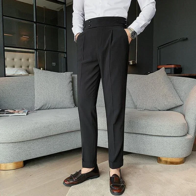

Men's Suit Pants Spring New Business Fashion Solid Color Stretch Slim Fit Casual Pants Men's Wedding Party Work Trousers