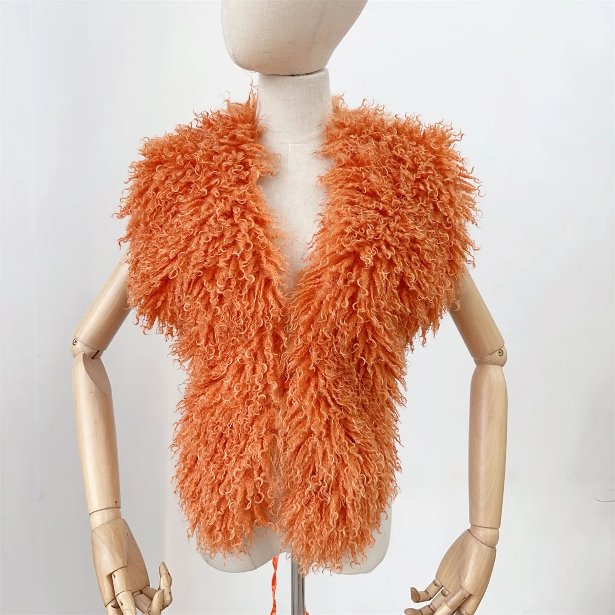 เซ็กซี่ผู้หญิงเสื้อกั๊กFauxมองโกเลียขนสัตว์ลึกVคอBackless Bandageเสื้อแขนกุดเสื้อผ้าStreetwear Night Clubชุด