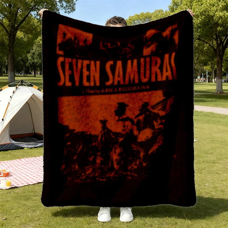 Kurosawa Flannel Blanket, Textured Collage Graphic, SEVEN SAMURAI, Japanese Films, Yojimbo, Hidden Fortress, Tarkovsky