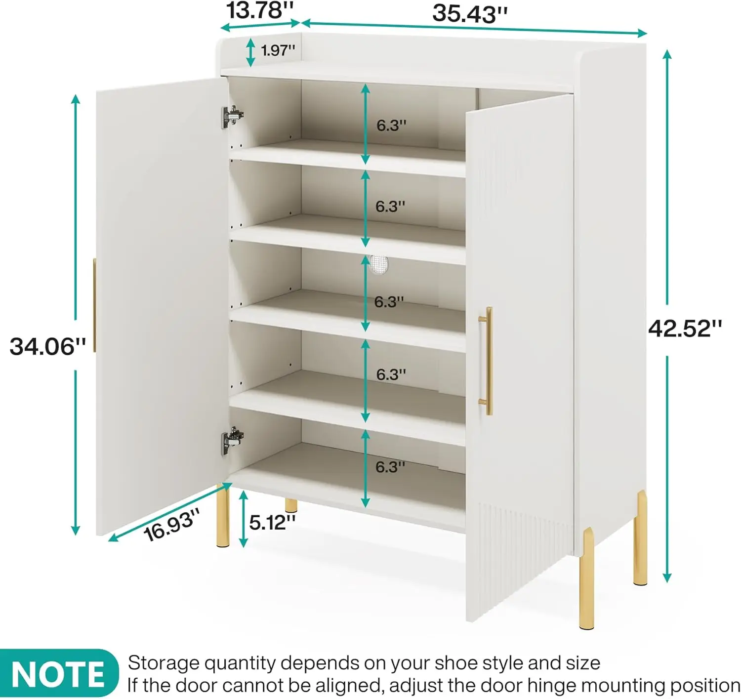 Large Shoe Cabinet with Doors, 6-Tier Entryway Shoe Storage Cabinet with Shelves, 30 Pairs Modern Shoes Rack Organizer for Hallw