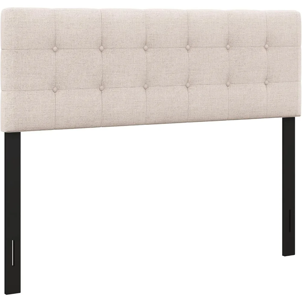 

Linen Upholstered Headboard for Full & Queen Size Bed Frame, Tufted Button Bed Headboard with Solid Rubber Wood Legs