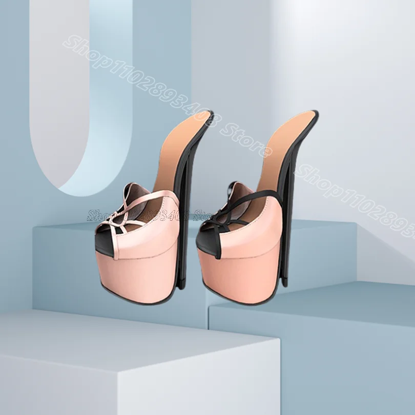 

Pink Personality Slip on Slippers Open Toe Platform Peep Toe Party Dress British Style Women Sexy Shoes 2025 Zapatos Para Mujere