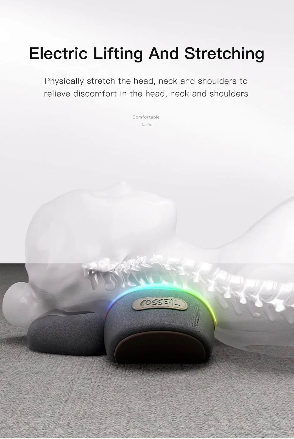 Electric Neck Massager Cervical Pillow Hot Compress Vibration Massage Neck Traction Relax Pillow Spine Support Massager Pillow