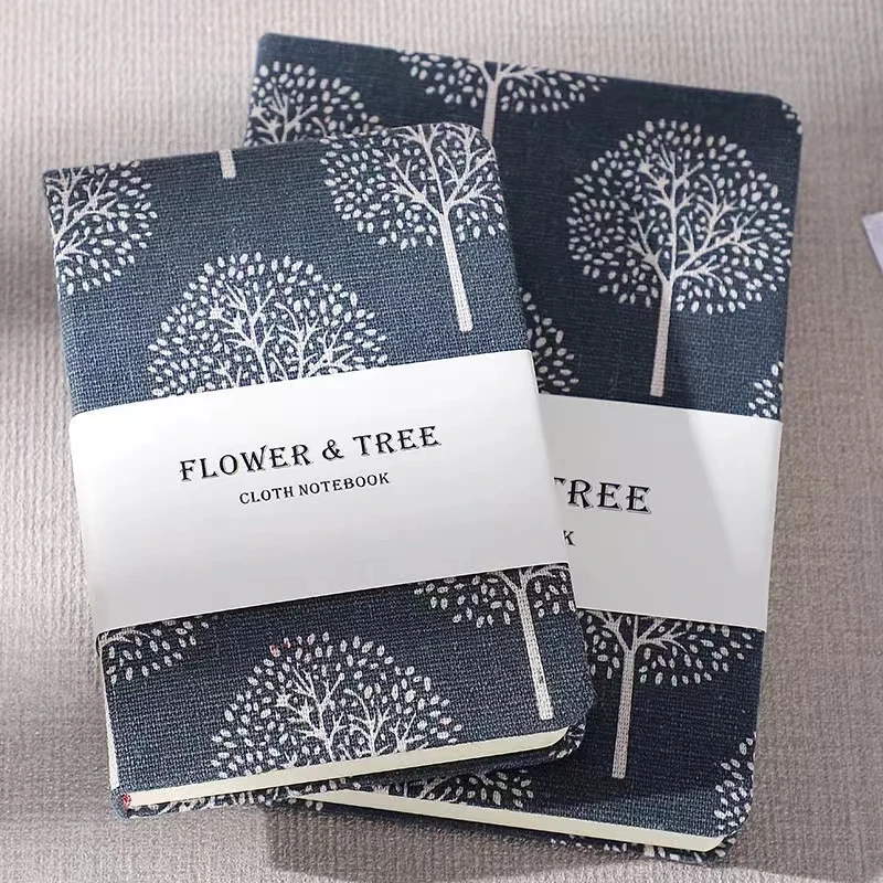 High Quality Cotton Linen Cover Notebook Flower and Tree Ledger Book Notepad Student Diary Hard Sided Super Thick Diary Journal