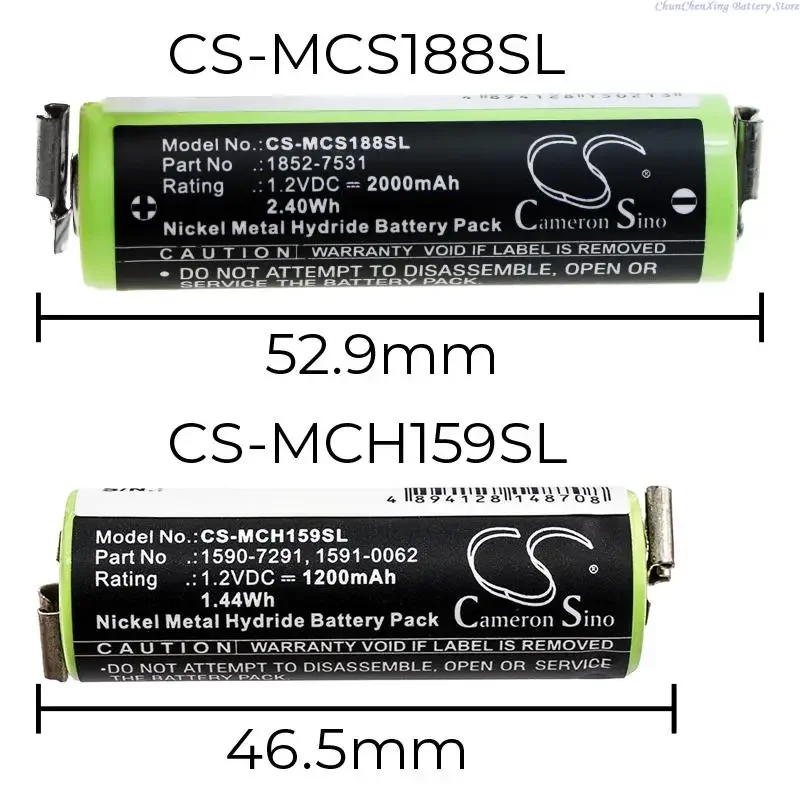 2000mAh Shaver Battery for Moser ChroMini 1591, ChroMini 1591B, ChroMini 1591Q, Ermila Bella 1590, NOTE the sizes,THIS IS 46.5mm - Image 2