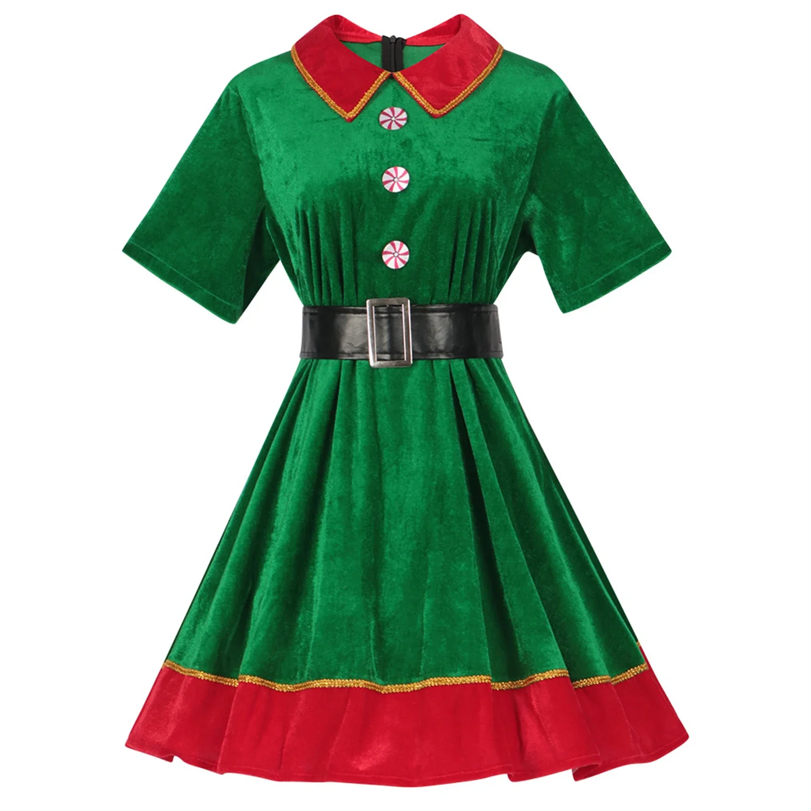 

Christmas Cosplay Costume Green Waist Cinching Party Event Stage Performance Dress