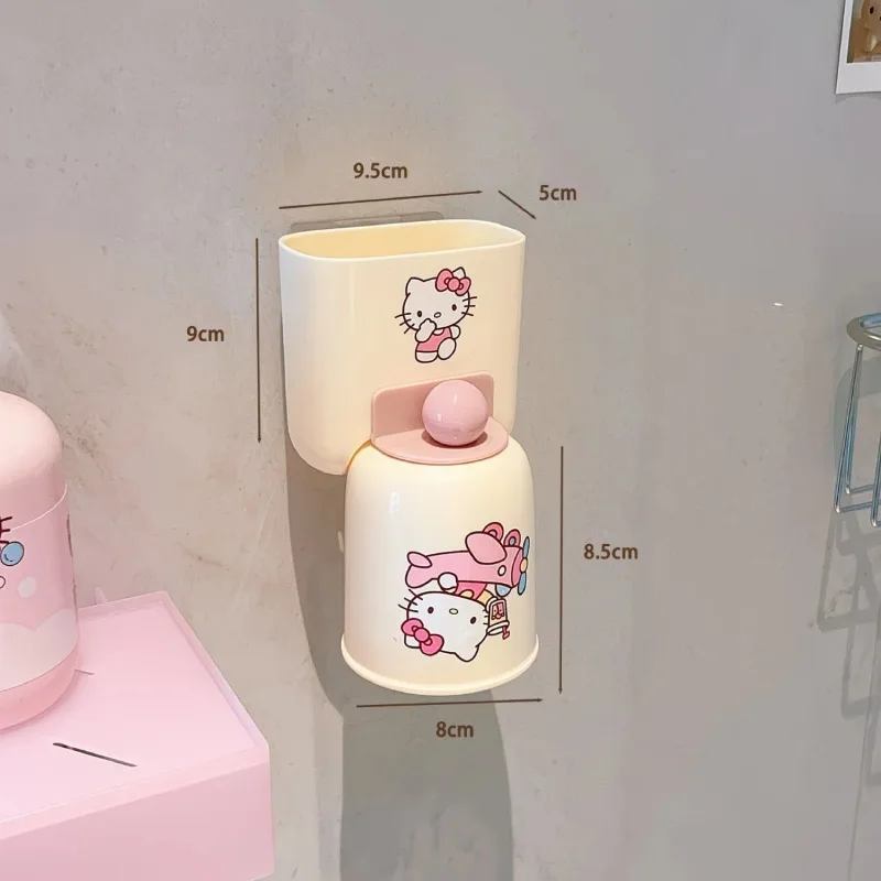 Japanese Sanrio Cartoon Magnetic Toothbrush Cup Wall Mounted No Drill Rack Kids Bathroom Storage Organizer Kawaii New Hot view 5