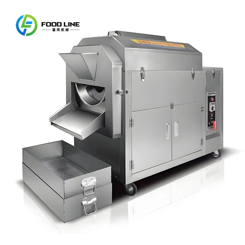 

Energy Saving Spice Roasting Machine Digital Temp Control For Peanut Sunflower Seed Sesame Coffee Chili Processing Plant