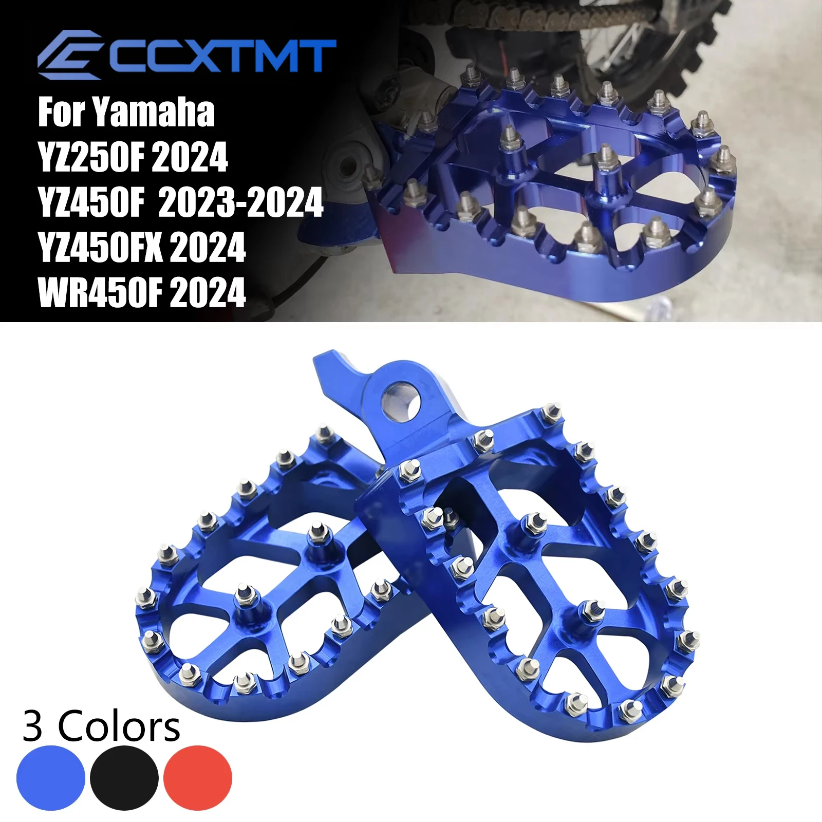 Motorcycle CNC Aluminum Foot Pegs Pedals Rests Footpegs Footrest For Yamaha YZF250 YZF450 WRF450 YZF450X 2023-2024 YZ250F YZ450F