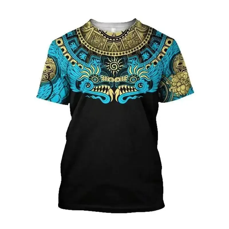

New Arrivals Cross-border New Maillard Mexico 3D Digital Print Explosive Short-sleeved Men's Casual Crewneck T-shirt