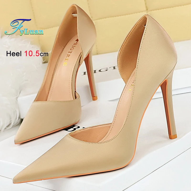 

Light Luxury Naked Color Women's Pumps 10.5cm Super High Heels Side Hollow Ladies Temperament Sexy Simple Nightclub Single Shoes