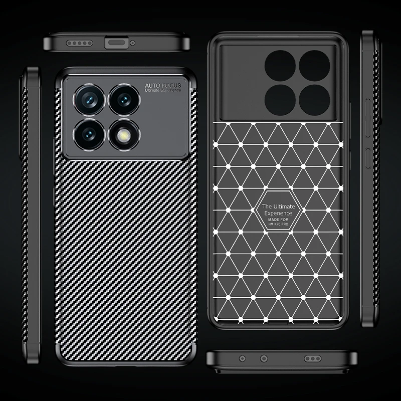 For Xiaomi Poco X6 Pro 5G Case Bumper Anti-knock Soft Silicone Carbon Fiber Back Case For Poco X6 Pro Cover For Poco X6 5G Case