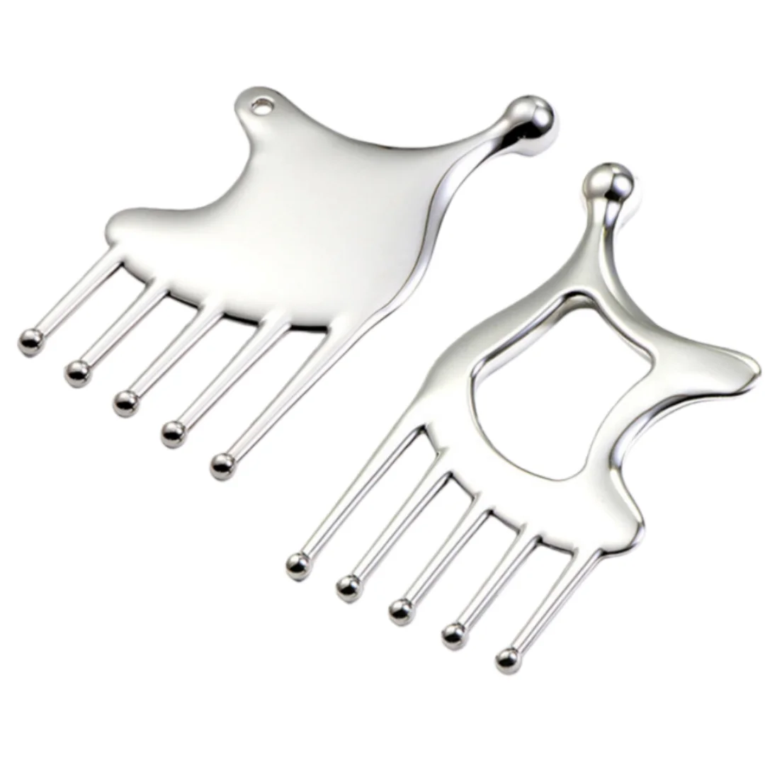 

1pc Massage Meridian Comb Metal Gua Sha Facial Tools Portable Scalp Massage Comb Deep Relaxation Relieving Fatigue Home SPA