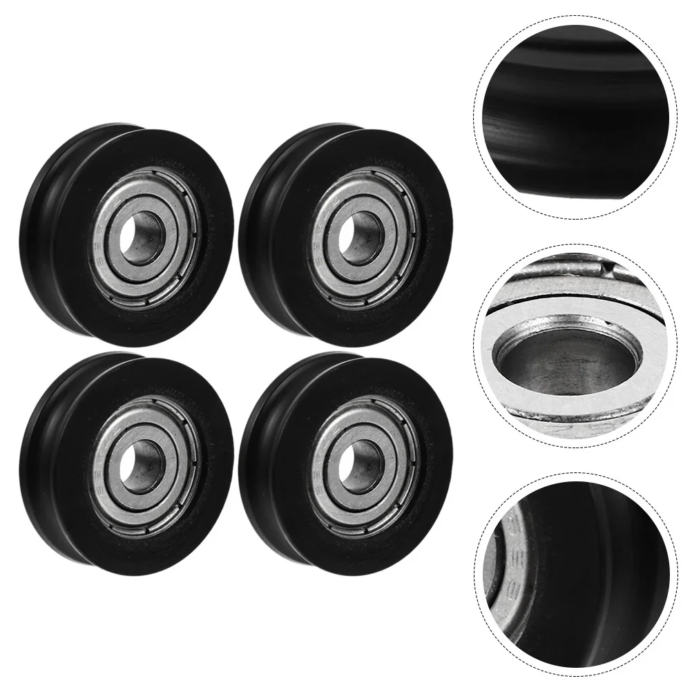 

4pcs Bearing Sliding Wheel U Groove Pulley For Door Window Track Replacement Heavy Duty Steel Roller Garage Cabinet Hardware