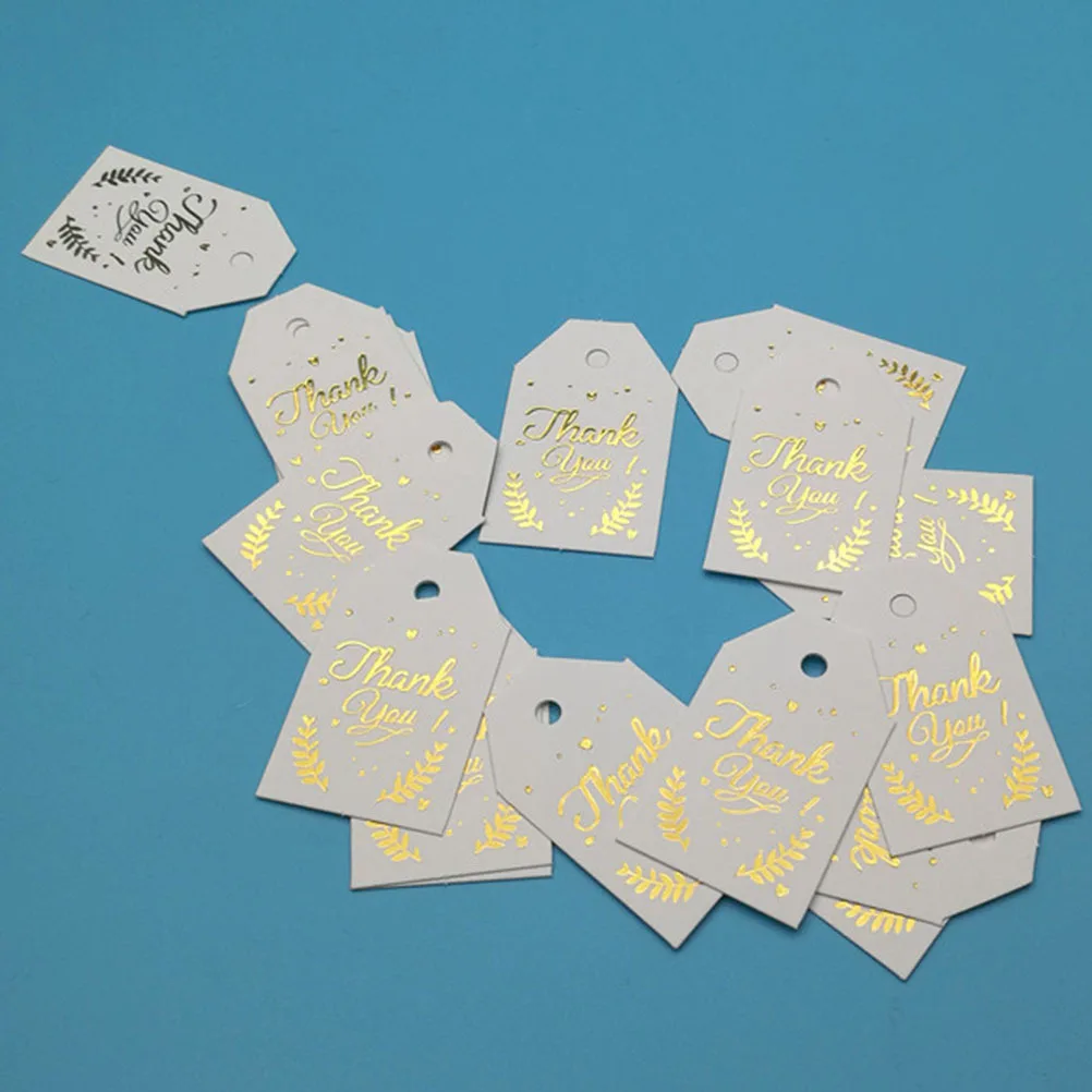 

100Pcs Paper Thank You Tags Elegant Rectangle Hanging Labels for Clothing Wish Cookies Gift Case Price Display Strong Not Easy