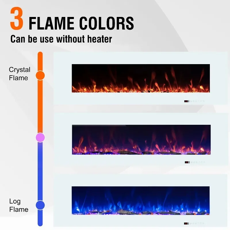 【الأكثر مبيعًا】مدفأة كهربائية بيضاء مقاس 50 بوصة من Luxstar مع لوحة شاشة لمس للتحكم عن بعد معلقة للاستخدام المنزلي