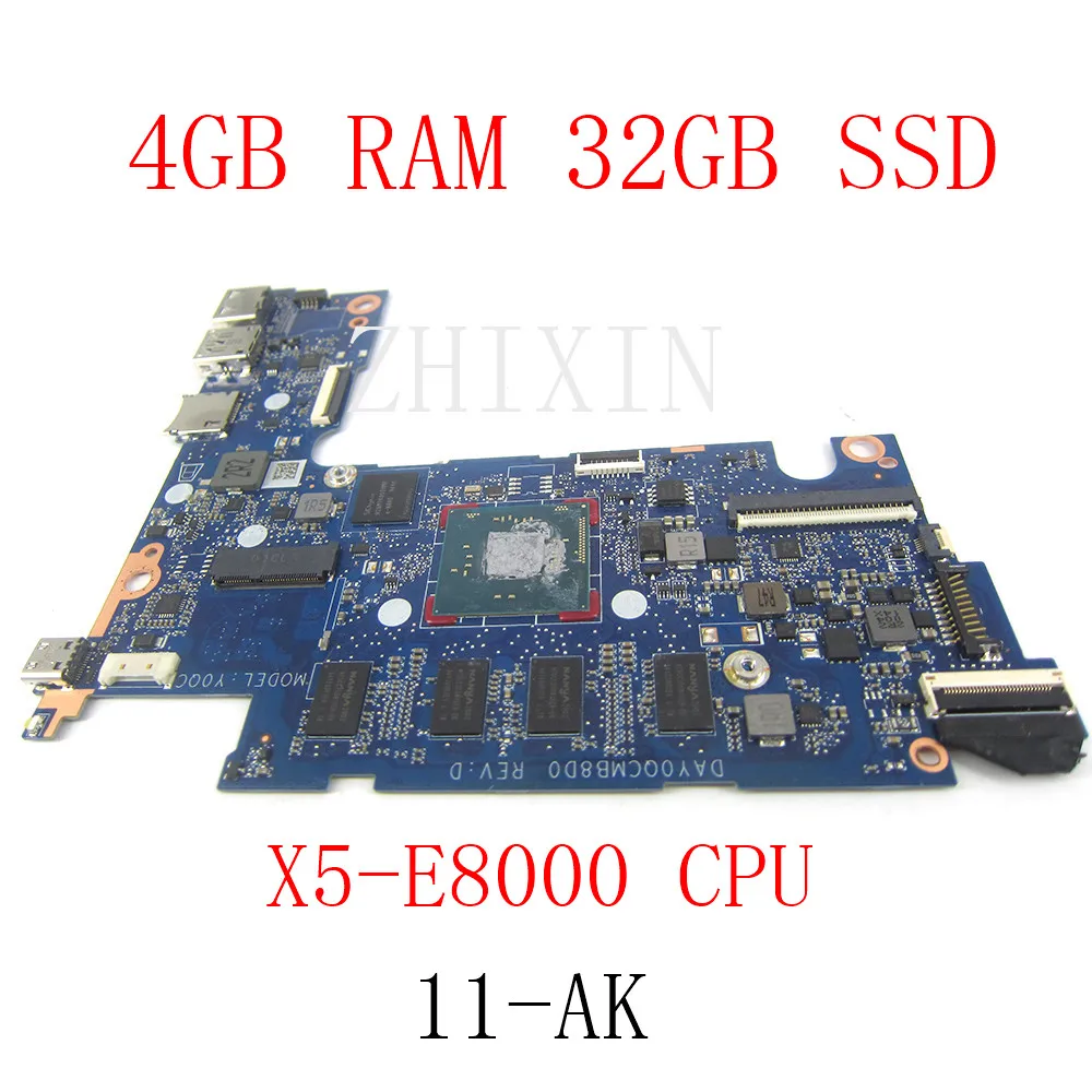 

yourui For HP Stream 11-AK Y0QC Laptop Motherboard Atom x5-E8000 DDR4 4GB RAM 32GB eMMC DAY0QCMB8D0 Notebook Mainboard