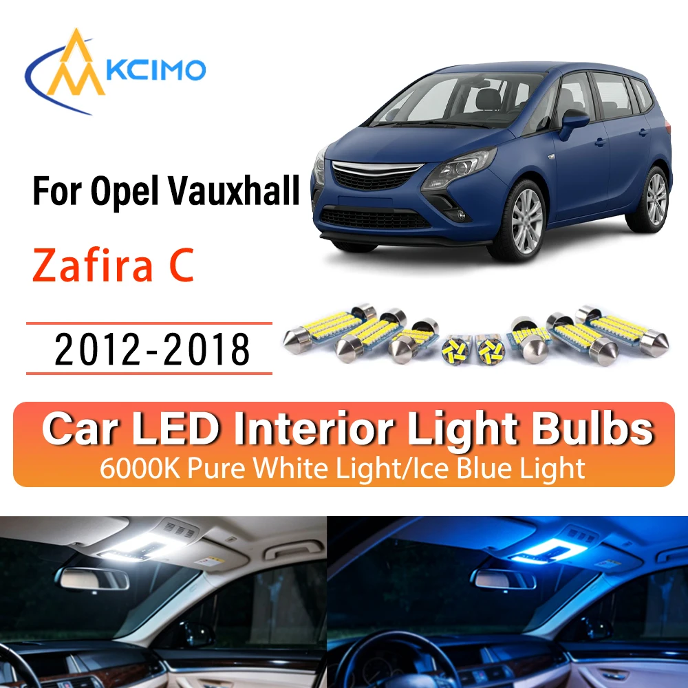 Cozy LED Interior Lights For Opel Vauxhall Zafira C 2012-2018, Premium Sturdy Blue Light, White Light Kit Quick Setup