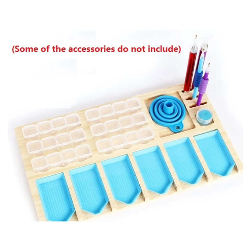 Multifunctional Wooden Diamond Painting Storage Tray Drill Pen DIY Handmade Crafts Cross Stitch Tools Set Supplies