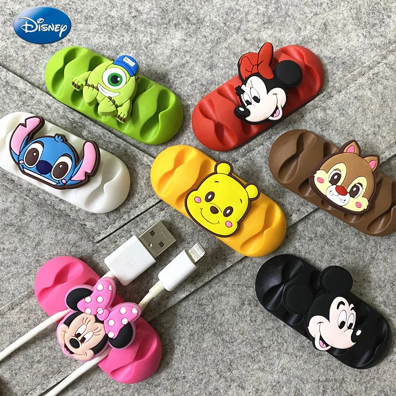 Cartoon Disney zaciski kablowe Winder kabel silikonowy Organizer pulpit przechowywanie drutu uchwyt na kabel ładowarki do linii do szybkiego