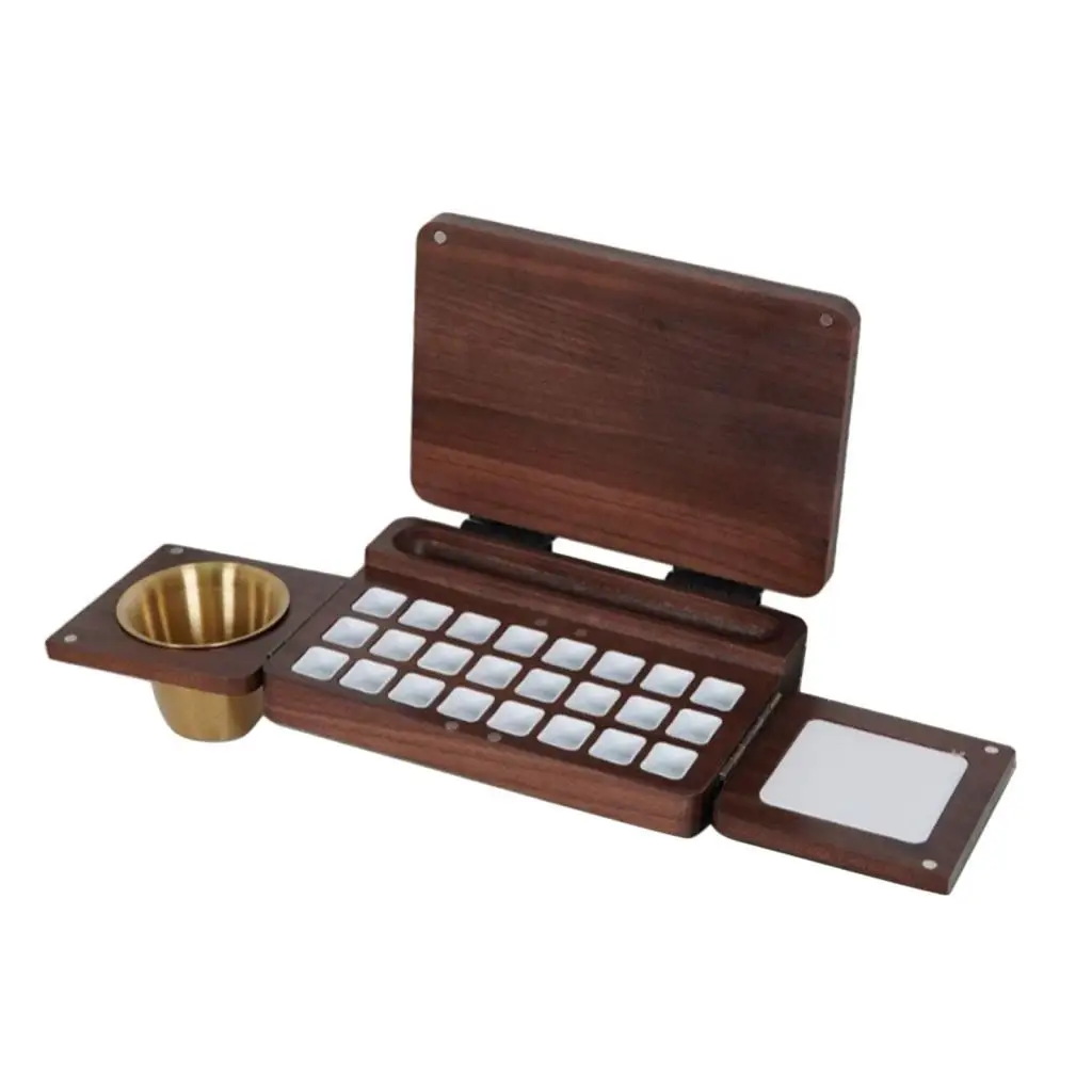 ペイントボックス-手芸用品-旅行用クラフト用品-木製ペイントトレイ