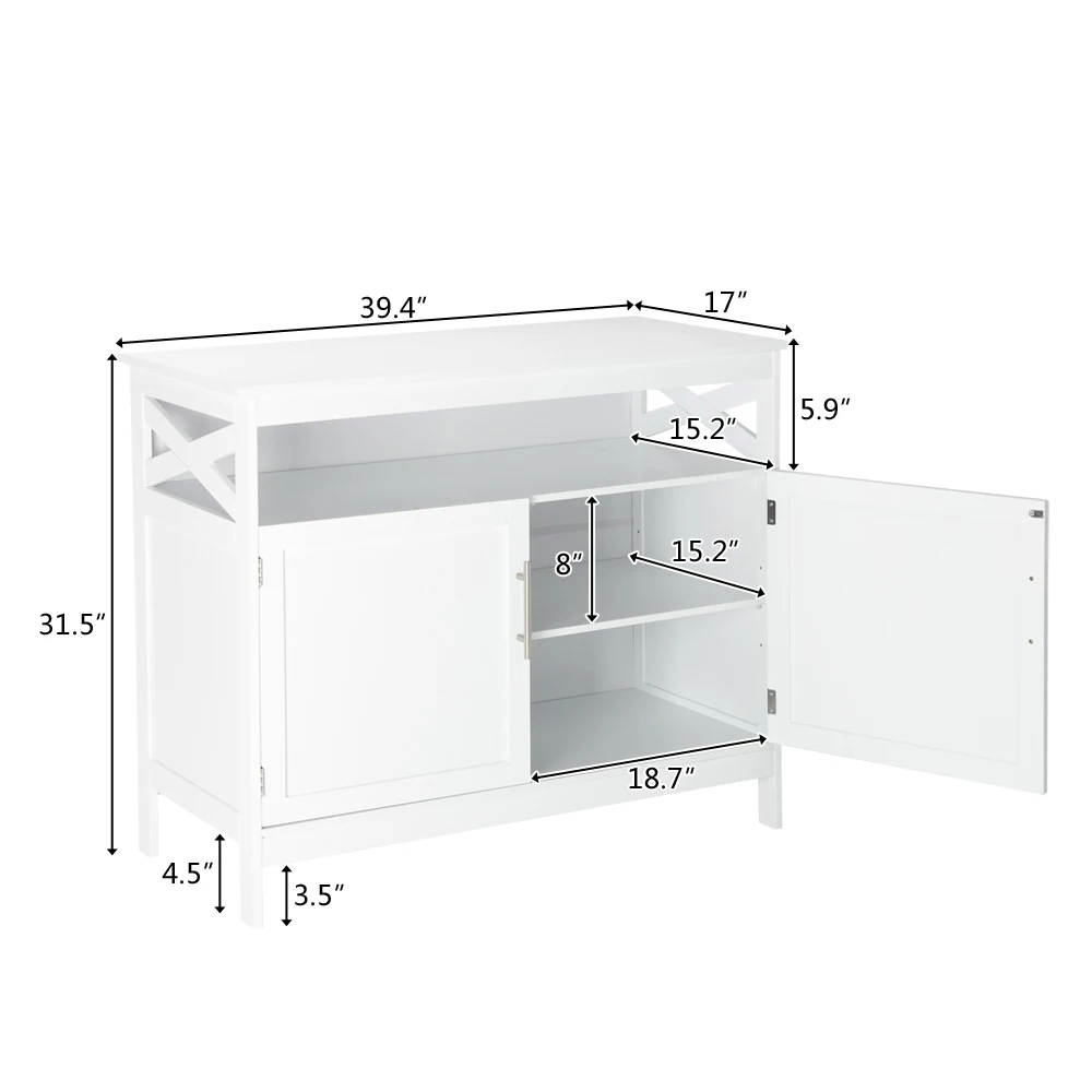 Gabinete lateral de doble puerta con partición blanca