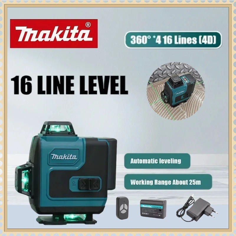 

Высокоточный 16-линейный лазерный уровень Makita с зеленым лучом, настенный, портативный, самовыравнивающийся